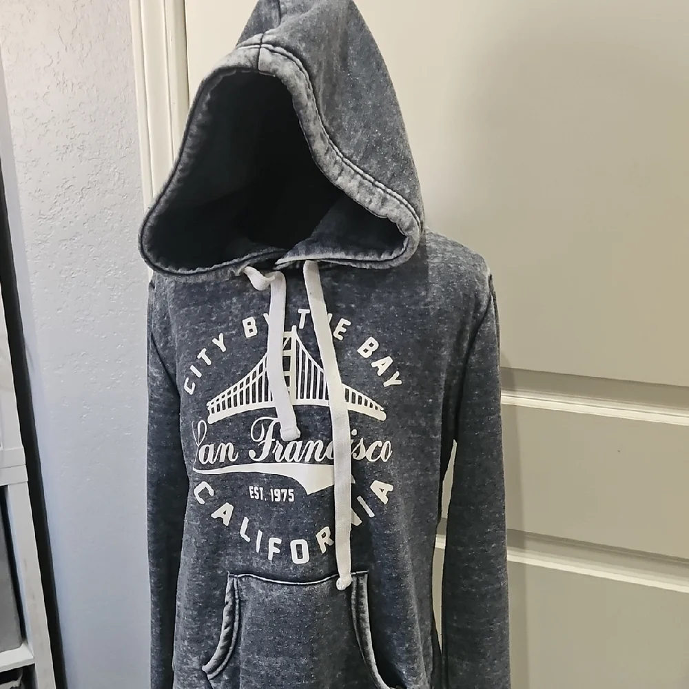 City by the Bay Gray Kangaroo pouch Hoodie Sweatshirt sz XL